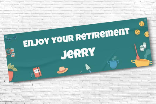 Personalised Green Retirement Banner with any text