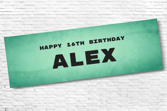 Boy's Personalised Smashing Green 16th Milestone Birthday Banner