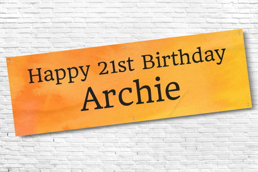 Men's Personalised Orange 21st Milestone Birthday Banner