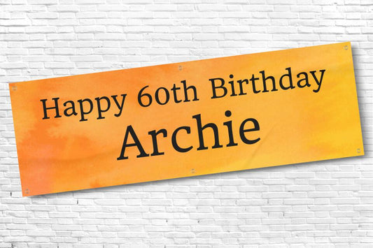 Men's Personalised Orange 60th Milestone Birthday Banner