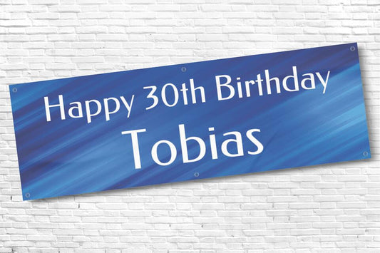 Men's Personalised Blue Streak 30th Milestone Birthday Banner