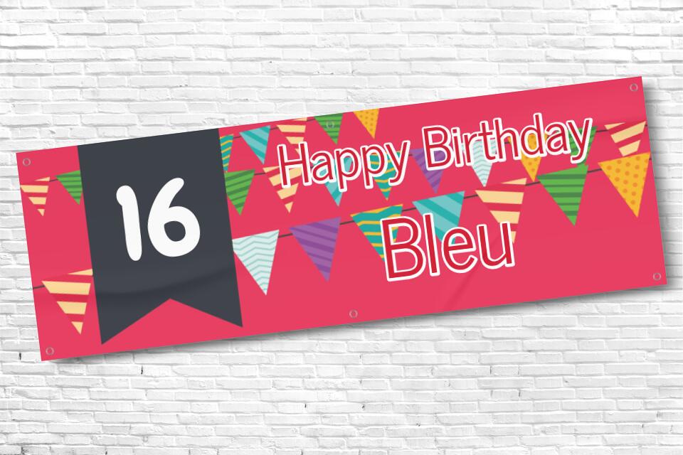 Boy's Personalised Red Bunting 16th Milestone Birthday Banner