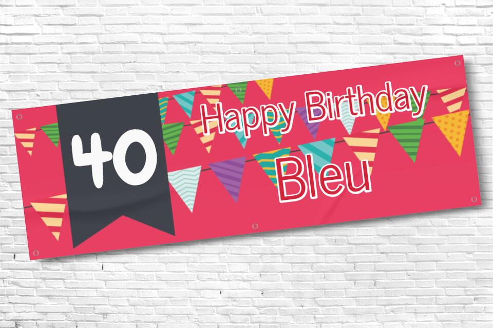 Men's Personalised Red Bunting 40th Milestone Birthday Banner