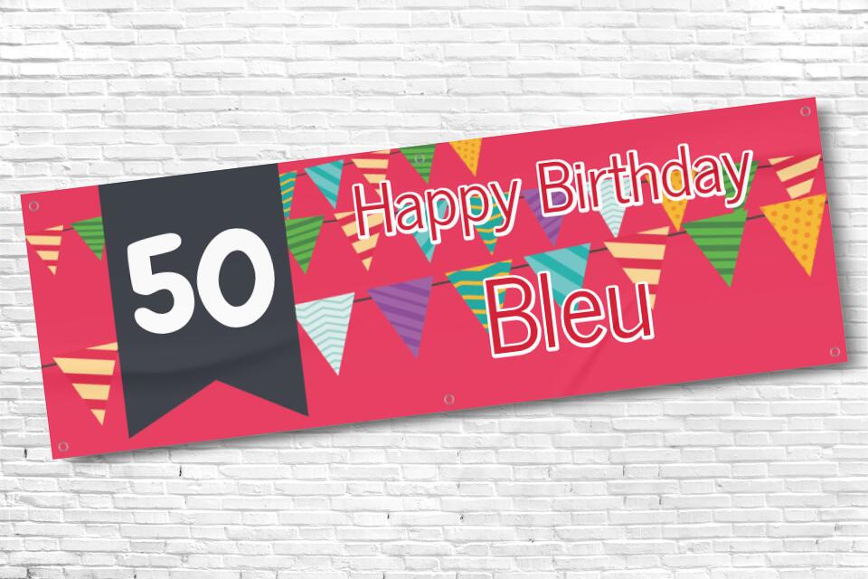 Men's Personalised Red Bunting 50th Milestone Birthday Banner