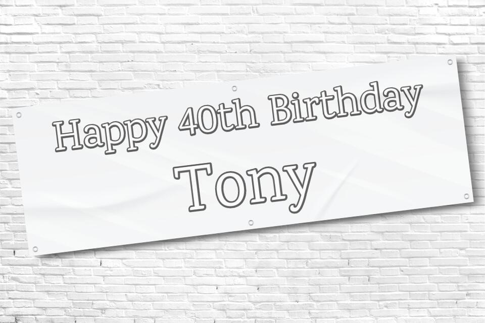 Men's Personalised White Streak 40th Milestone Birthday Banner