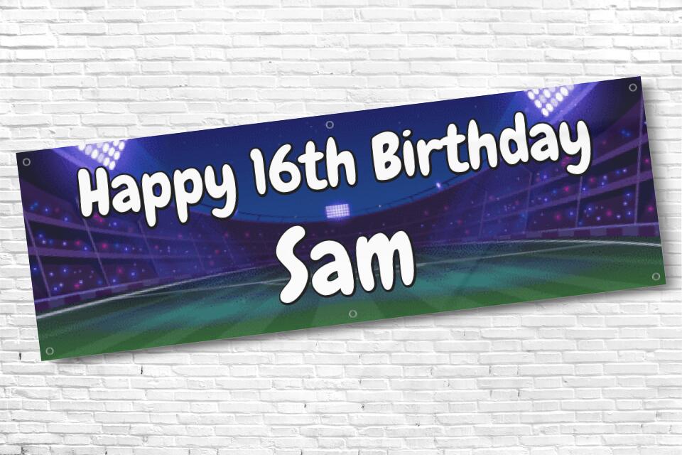 Boy's Personalised Stadium 16th Milestone Birthday Banner