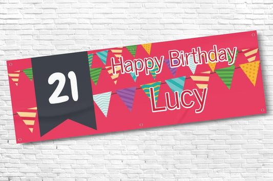 Ladies Personalised Red Bunting 21st Milestone Birthday Banner