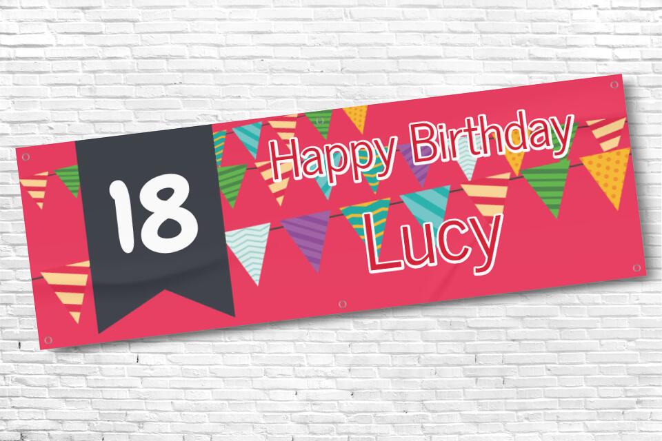 Ladies Personalised Red Bunting 18th Milestone Birthday Banner