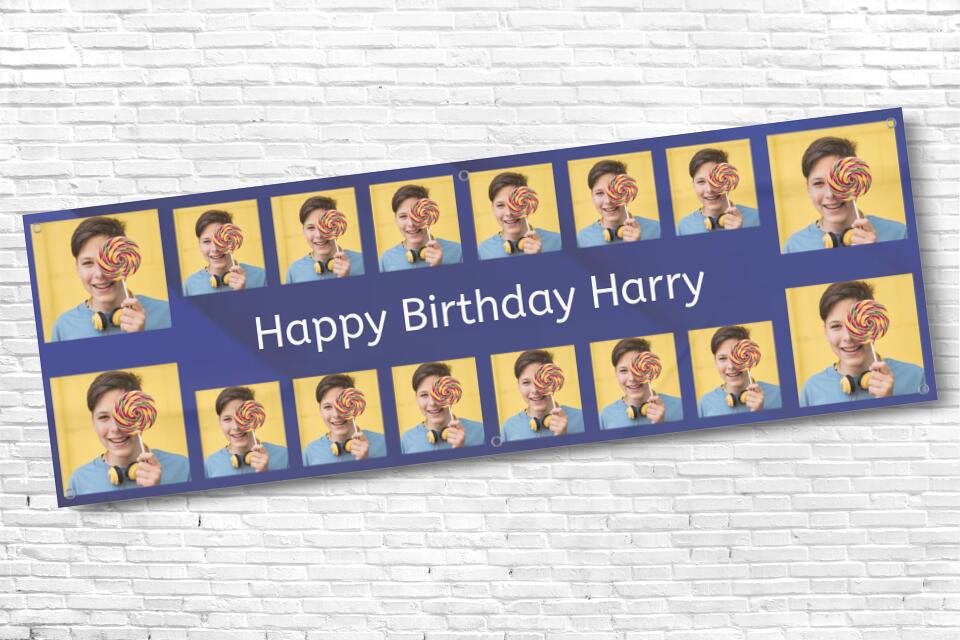 Blue 16 Image Photo Birthday Banner