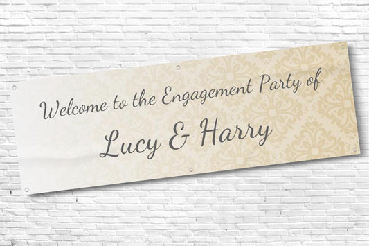 Personalised Gold Engagement Party Banner with Any Text