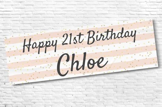 Personalised Stripe Girls and Ladies Birthday Banners