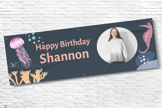 Personalised Sea Life Girls and Ladies Birthday Banner