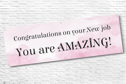 Pink Personalised Ladies Congratulations Banner with any Text