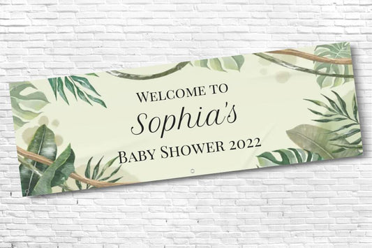 Personalised Jungle Theme Baby Shower Banner