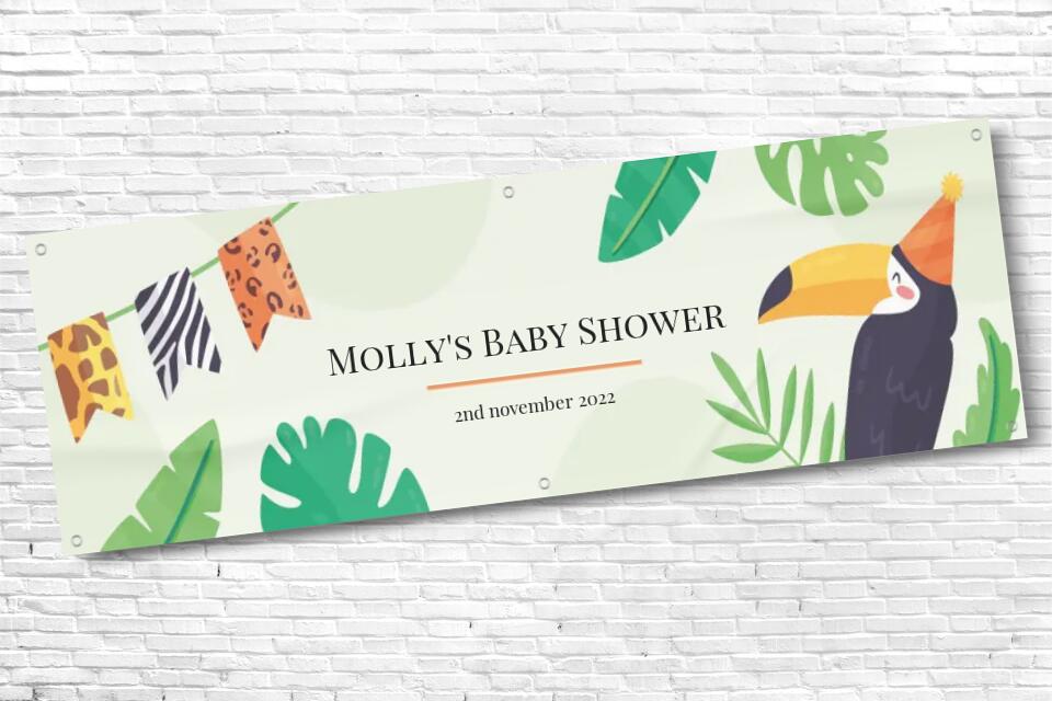 Personalised Jungle Theme Baby Shower Banner