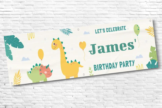 Personalised Boys Dinosaur Birthday Banner with any Text