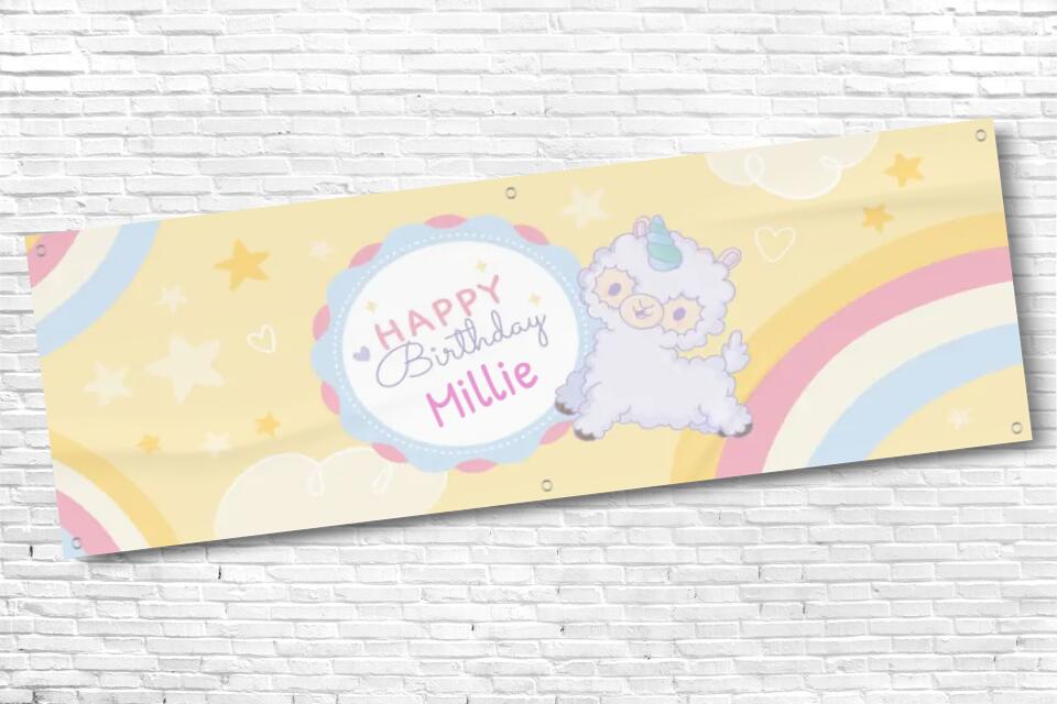 Personalised Girls Larma Unicorn Banner with any Name