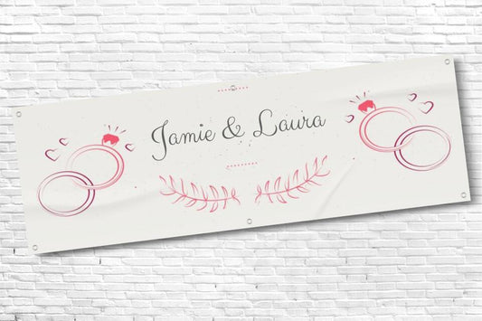 Twin Ring Engagement Party Banner with Any Text