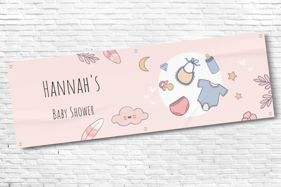 Personalised Baby Pink Baby Shower Banner with any Text