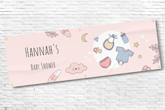Personalised Baby Pink Baby Shower Banner with any Text