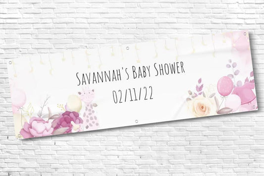Personalised Baby Shower Baby Pink Baby Shower Banner with any Text