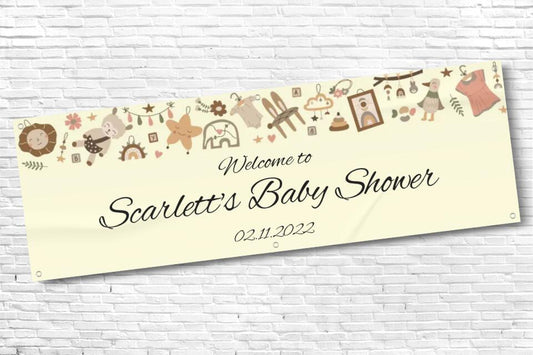 Personalised Baby Shower Banner with any Name and Date
