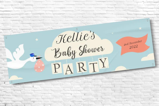 Personalised Blue Baby Shower Banner With any Text