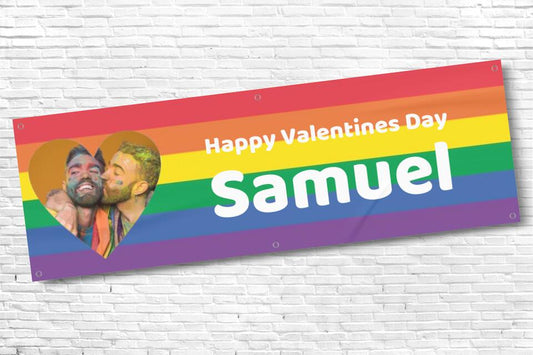 Personalised Pride Valentines Banner with any Text & Photo