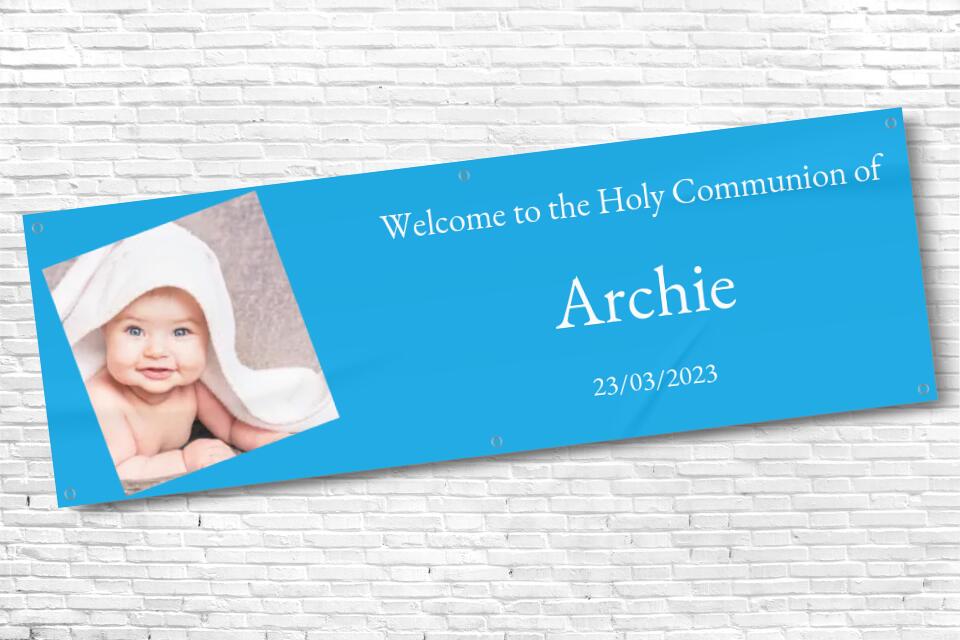 Personalised Blue Holy Communion Banner