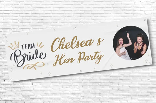 Personalised Gold Team Bride Photo Hen Do Banner