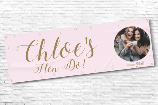 Personalised Pink Photo Hen Do Banner