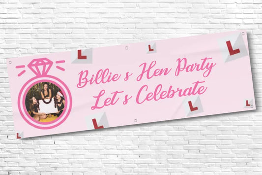 Personalised Pink Learner Photo Hen Do Banner