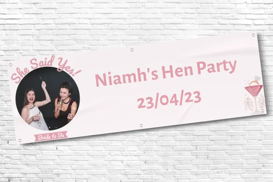Personalised Pink She Said Yes! Photo Hen Do Banner