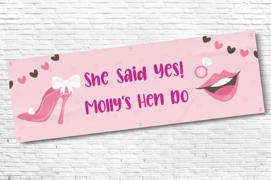 Personalised Pink She Said Yes! Hen Do Banner