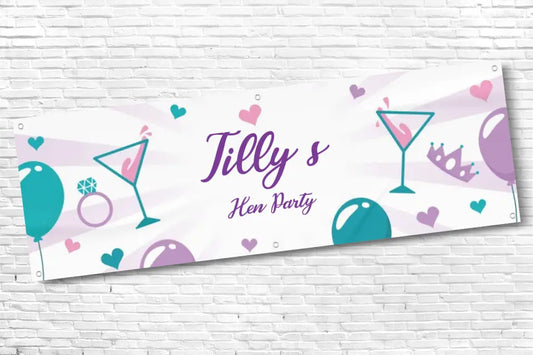 Personalised Purple Cocktails Hen Do Banner