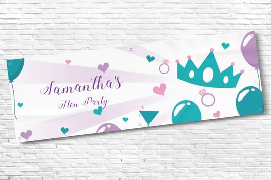 Personalised Purple Crown Hen Do Banner