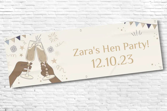 Personalised Gold Champagne Bunting Hen Do Banner