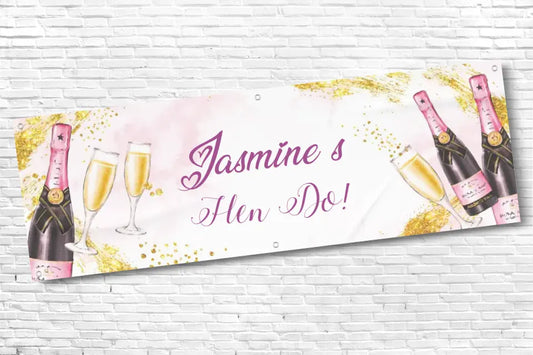 Personalised Pink Champagne Hen Do Banner