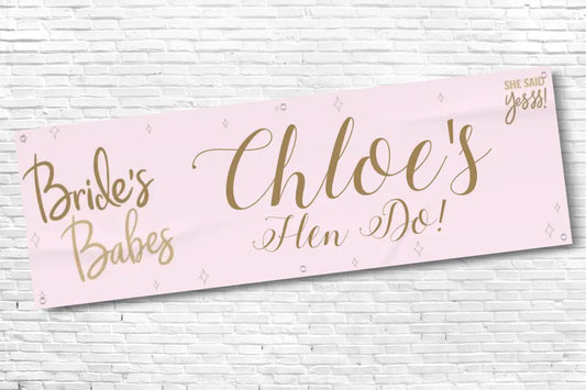 Personalised Pink Bride's Babes Hen Do Banner