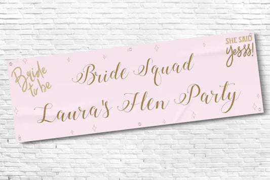 Personalised Pink Bride Squad Hen Do Banner