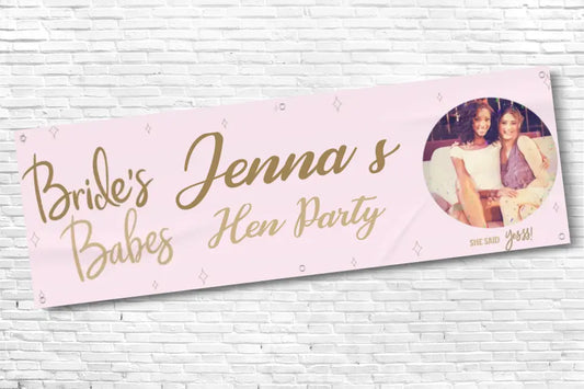 Personalised Pink Bride's Babes Photo Hen Do Banner