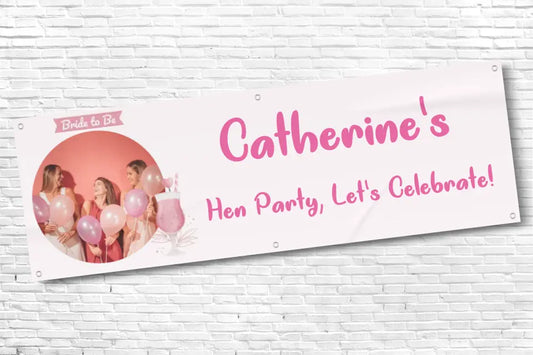 Personalised Pink Lets Celebrate Photo Hen Do Banner