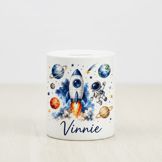 Vacso Trading Personalised Space Money Box Rocket Astronaut Ceramic