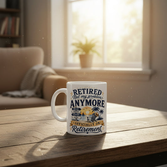 Vacso Trading Retired Not My Problem Anymore Mug Funny Retirement Gift Ceramic 11oz