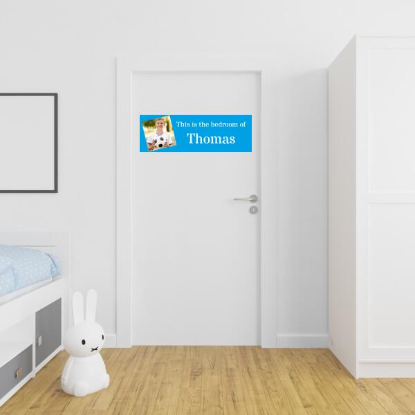 Boy's Personalised Blue Photo Bedroom Banner