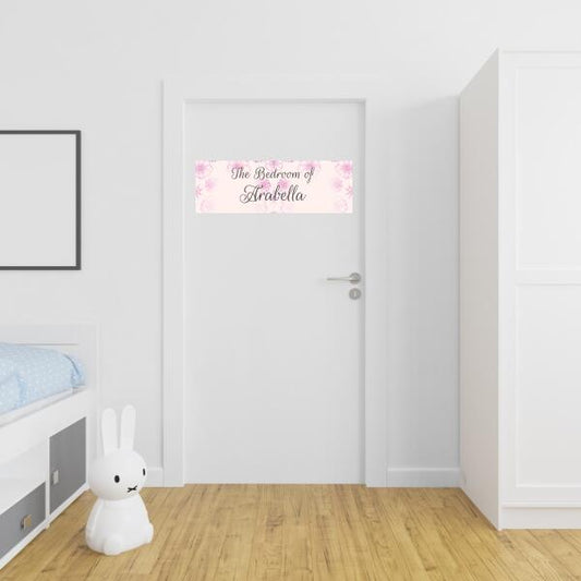 Girl's Personalised Pink Floral Bedroom Banner