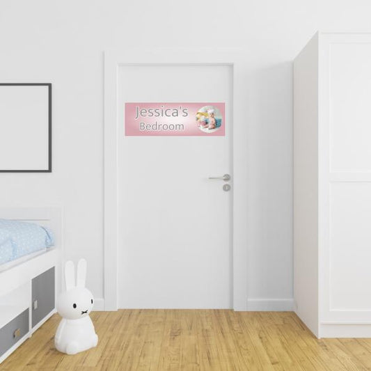 Girl's Personalised Pink Fade Photo Bedroom Banner