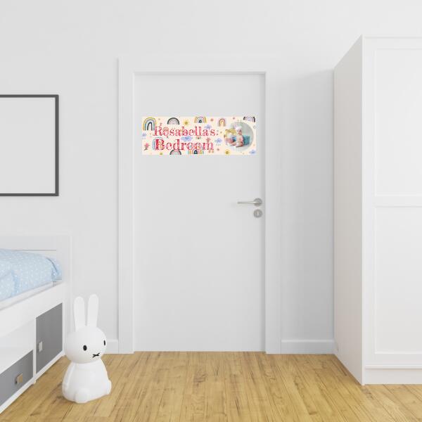 Girl's Personalised Rainbow Photo Bedroom Banner
